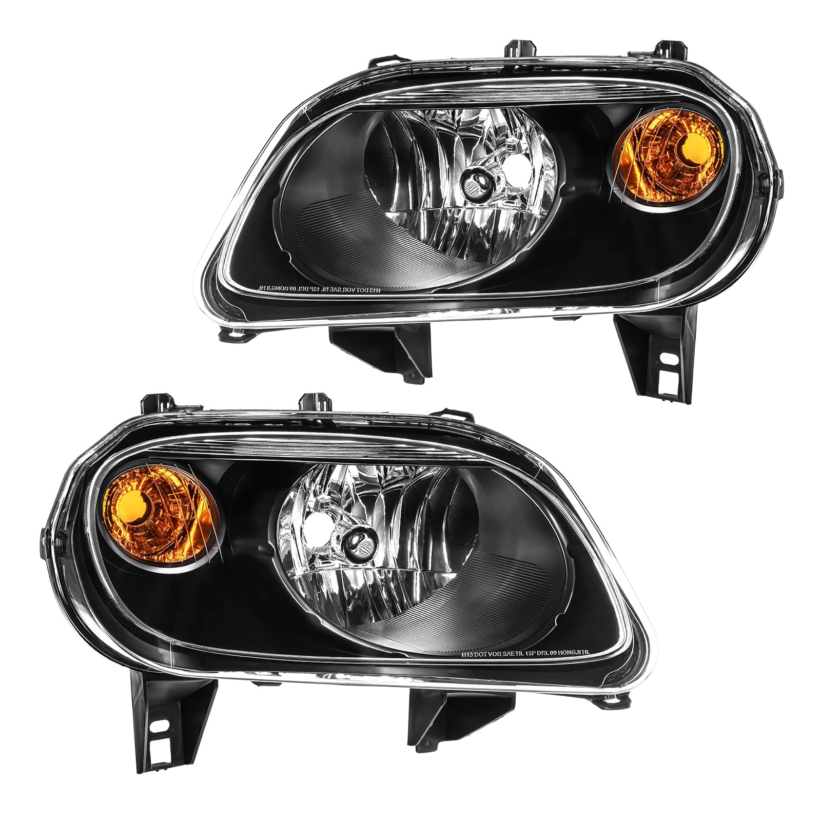 KAX Headlight Assembly,Black Headlights Compatible with Malibu 2013-2015,Malibu Limited 2016-2016 Amber Reflector Color Clear Lens Color
