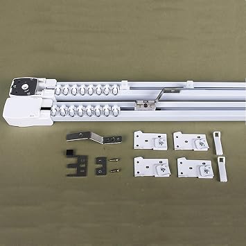 Smart Curtains System, Automatic Curtain Opener with Remote, Control by Alexa Google Home Connector APP WiFi Motorized Curtain Motor Track, Electric Curtain Opener for Bedroom (1m(39.37inch)), White