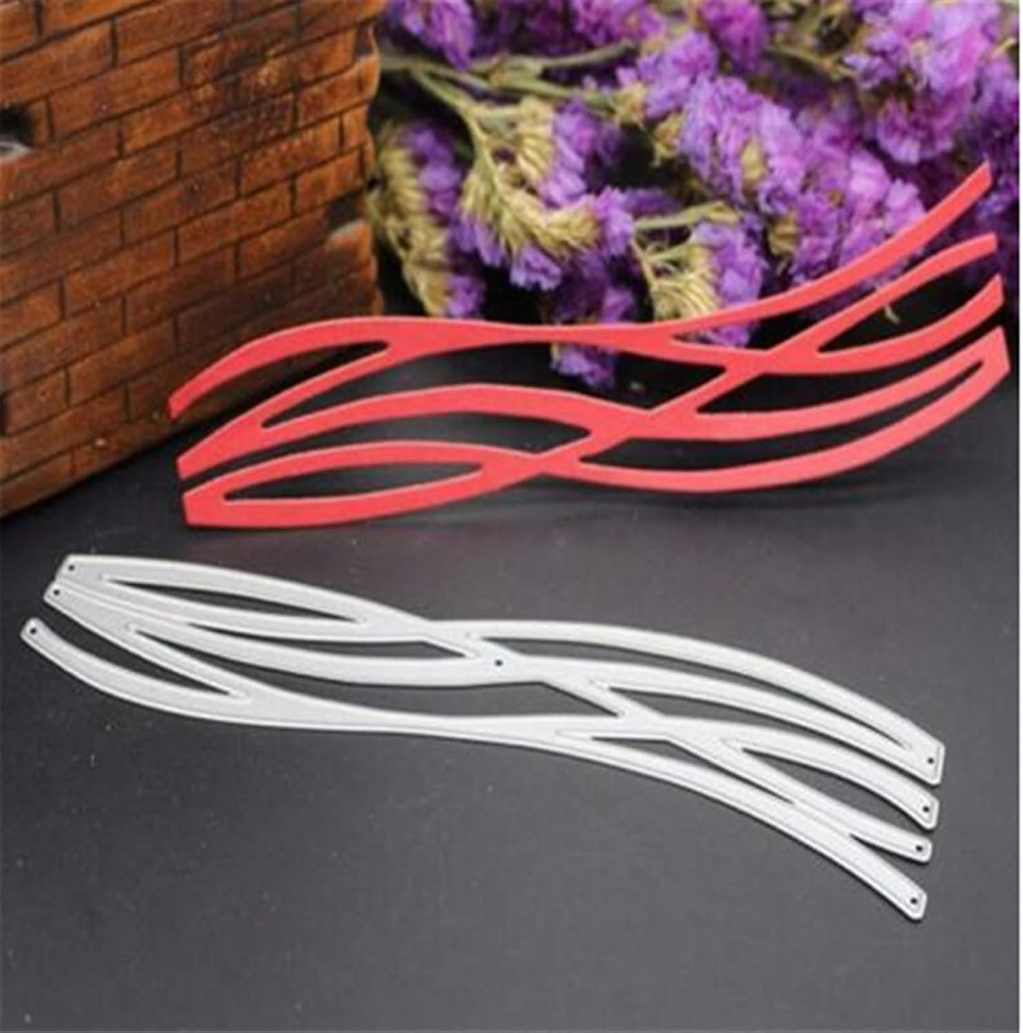 Mvchifay Cutting Dies Metal Stencils Scrapbooking Tool DIY Craft Carbon Steel Embossing Template for Paper Card Making (Wavy lines-15x5.5cm)