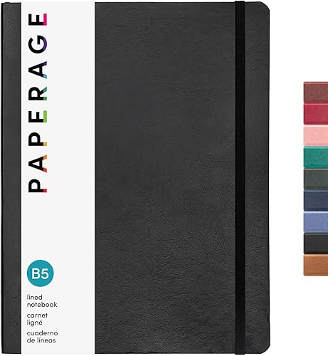 Miniatura 16 de PAPERAGE Cuaderno de tapa blanda con rayas (coñac), 176 páginas, cuaderno grande B5 con rayas universitarias, 7.5 x 9.8 pulgadas, papel premium de
