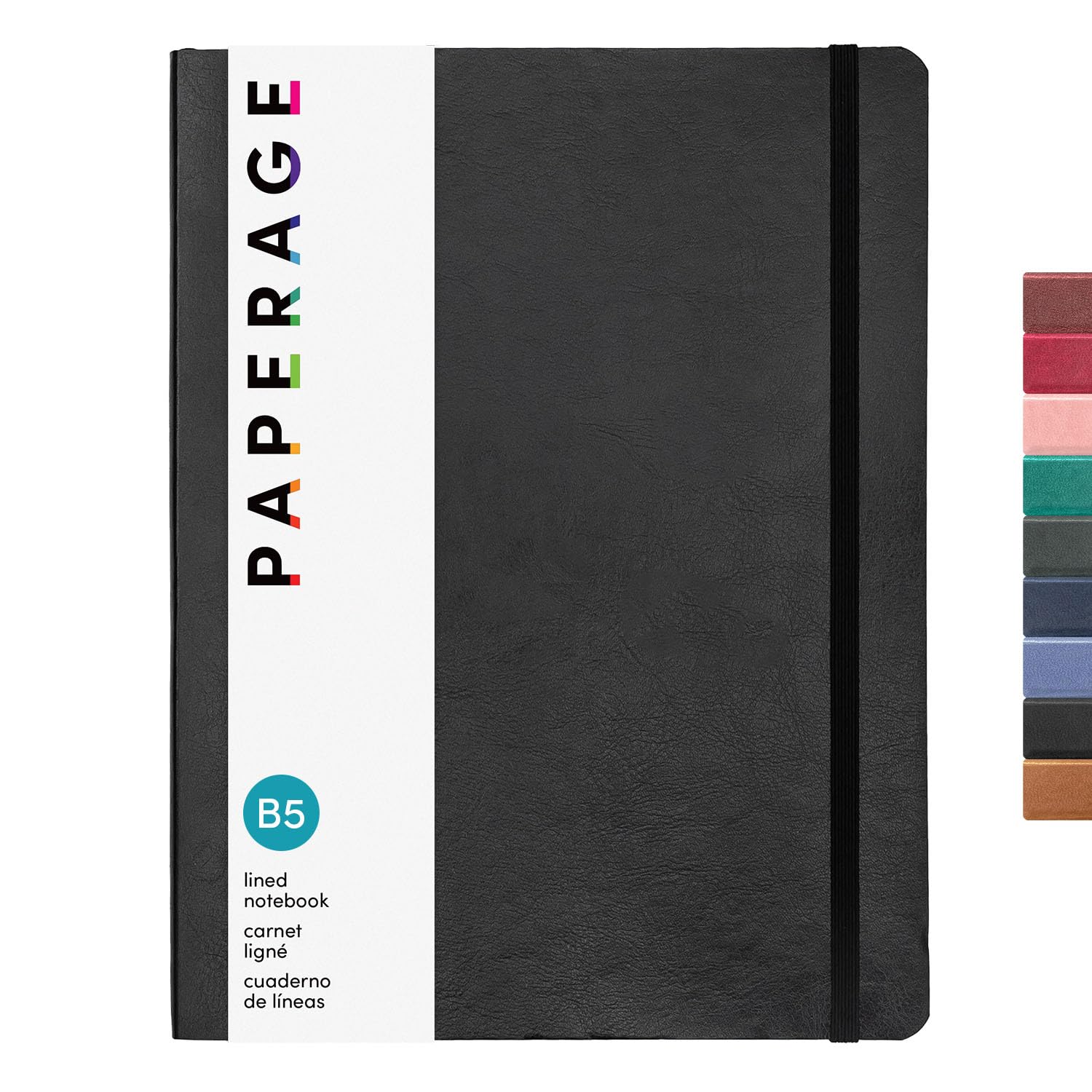 Softcover Lined Journal Notebook (Black), 176 Pages, Large B5 College Ruled Notebook, 7.6…