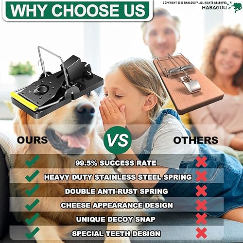 Miniatura 3 de Trampas para ratones, trampas para ratones que funcionan, para interiores y exteriores, caja fuerte sanitaria de eficacia rápida, segura y amigable