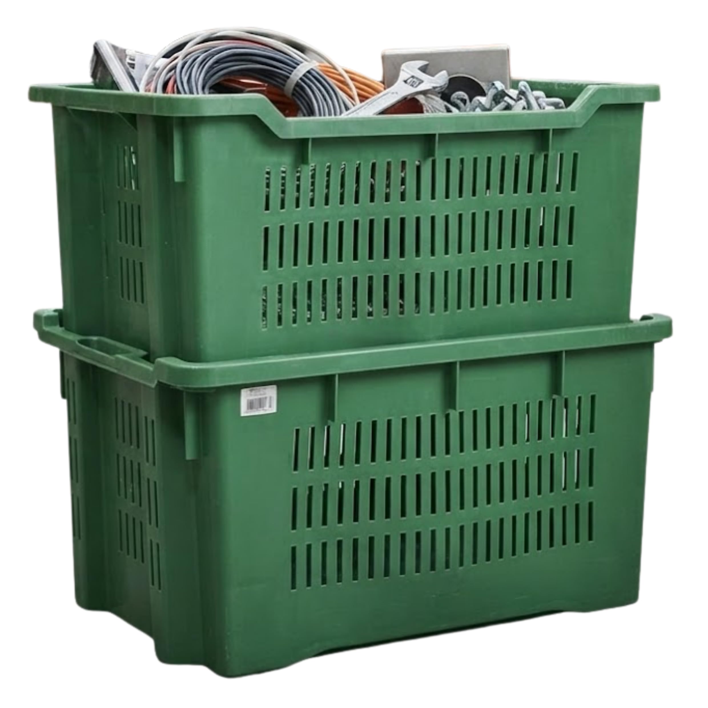 Cassetta Agricola Impilabile in Pvc Verde per Raccolta 52x35x31 | Cesta per Raccolta Olive,Frutta,Vendemmia Stoccaggio e Trasporto Sovrapponibile con Manici