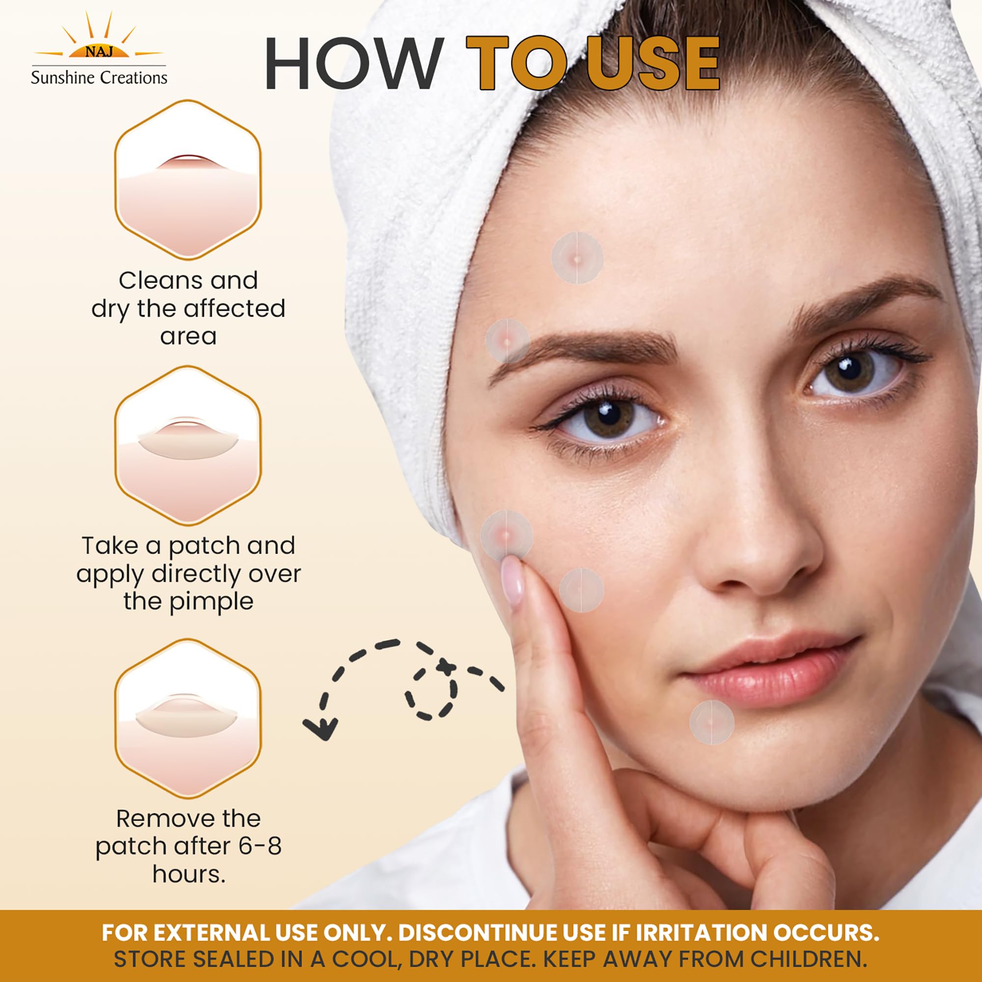 NAJ Pimple Patches For Face (72 Patches) Hydrocolloid Pimple Patches for Face Care, Round Design Tapered Blemish Patches - Image 2