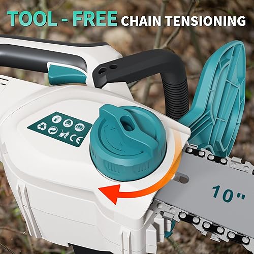 Miniatura 5 de Motosierra eléctrica de 12 y 10 pulgadas inalámbrica, herramienta solo para baterías Makita, motosierras de batería sin escobillas, 4 cadenas,