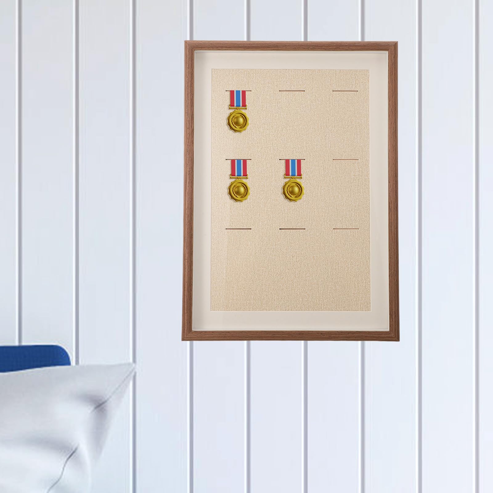 Abaodam Marco de Exhibición de Medallas 1 Pieza de Madera Café