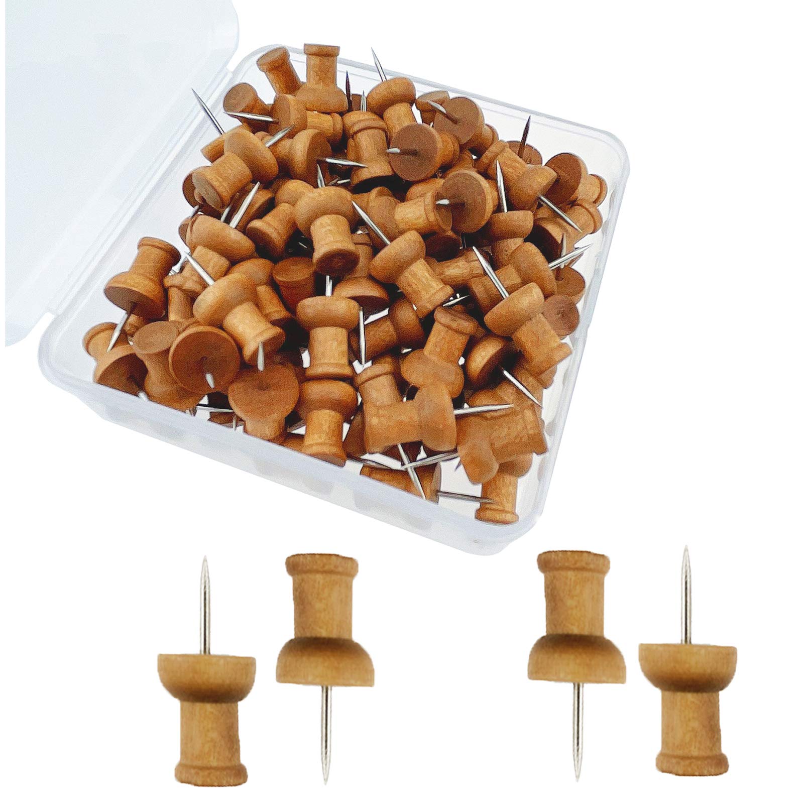 Buy Codall Wooden Push Pins 60Counts, Walnut, Wood Thumb Tacks