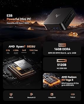 ミニpc Ryzen 7 5825U 最大4.5GHz DDR4 8C16T Amazon.com: KAMRUI E3B Mini Gaming PC with AMD Ryzen 7 5825U