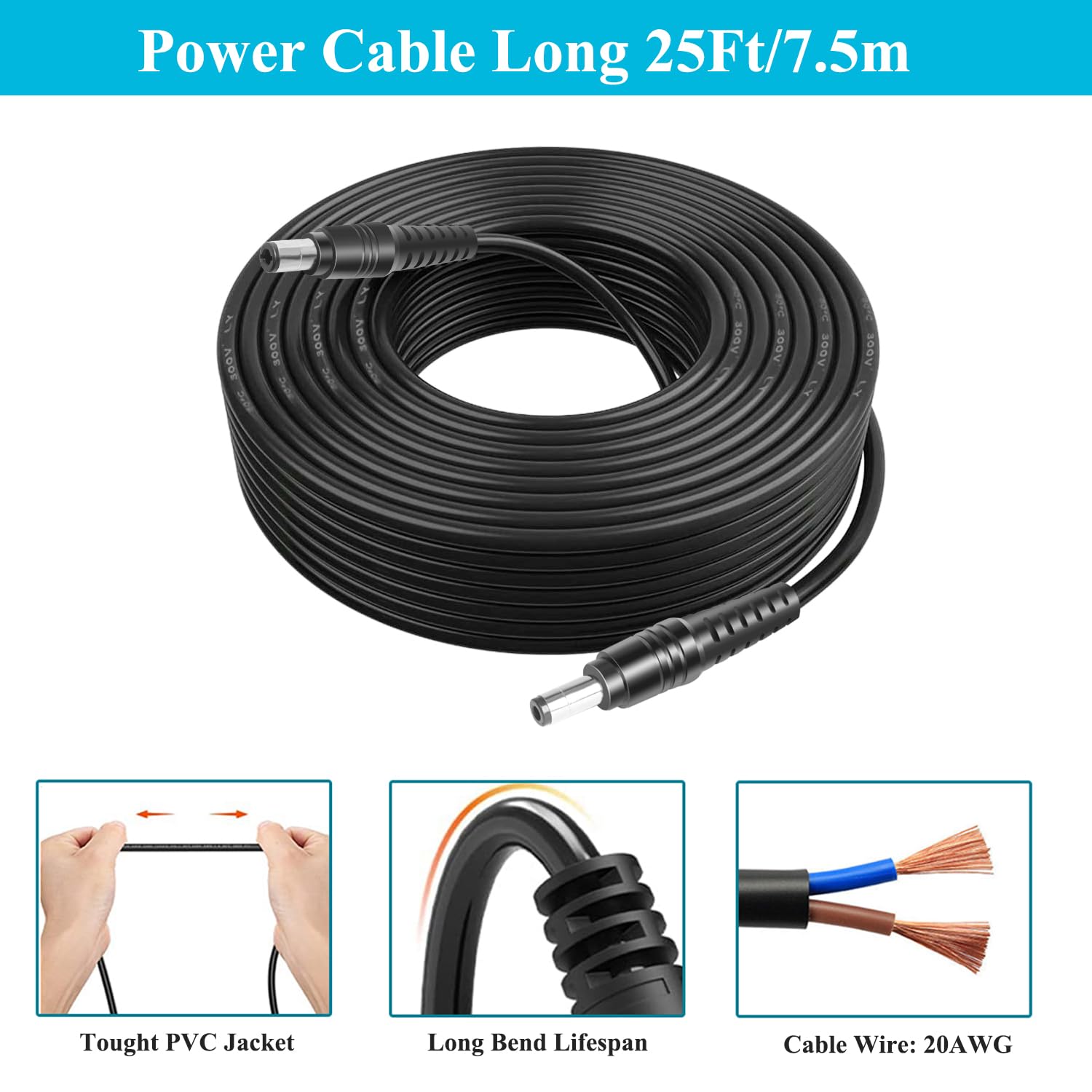 Cable de extensión de alimentación al Controlador para Philips Hue Lightstrip Plus, Base de gradiente Lightstrip, Philips Hue Lightstrip Plus v4 v3, Cable de alimentación de extensión Philips 16 pies