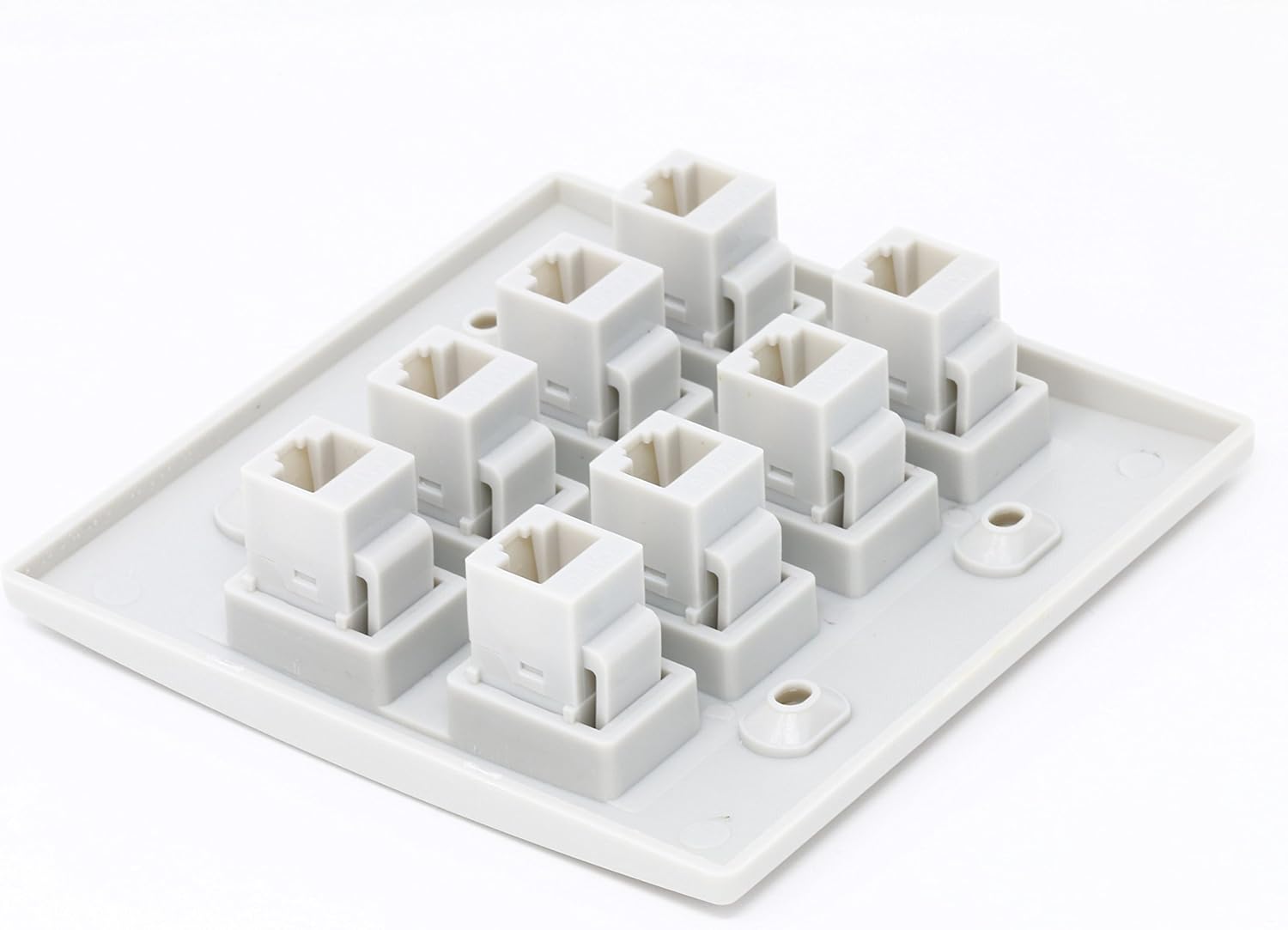 50% Off Discount RiteAV 8 Port Flat Dual 2 Gang Ethernet Cat5e RJ45 Network Wall Plate - White