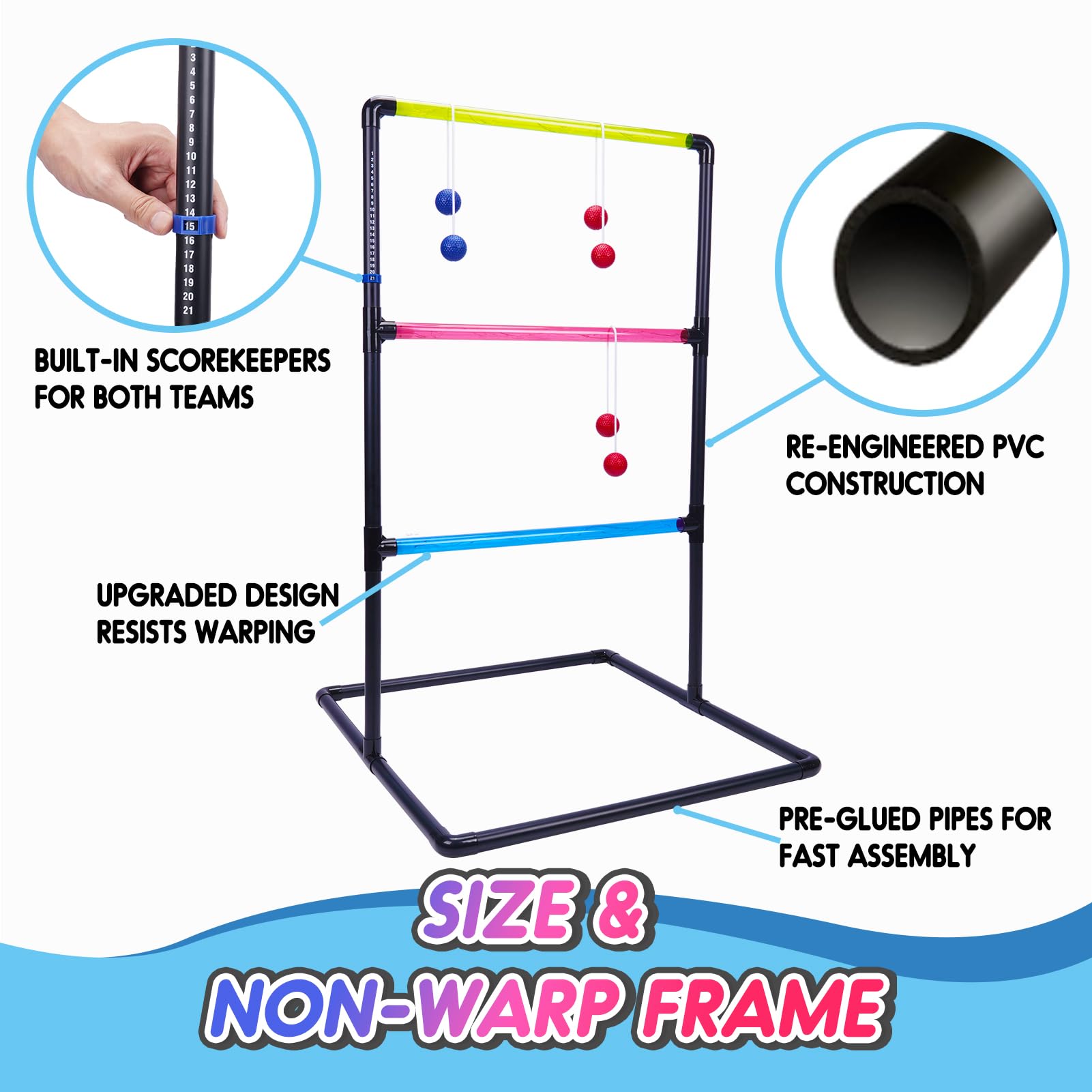 LED Ladder Ball Outdoor Games: FunforFun! LED Ladder Toss Yard Beach Outdoor Games for Adults and Family Toys Christmas Birthday Gifts Kids Games for Lawn Backyard Camping Carnival Stocking Stuffers