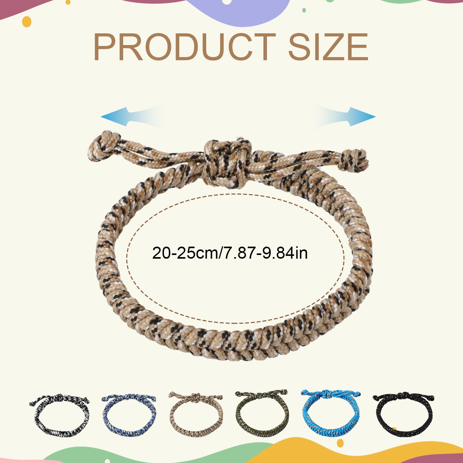 6szt Bransoletek Przyjazni Paracord, Wielokolorowe Meskie Plecione Bransoletki Przyjazni Nastoletnie Wypelniacze Ponczoch Plecione Bransoletki Paracord do Wspinaczki na Swiezym Powietrzu