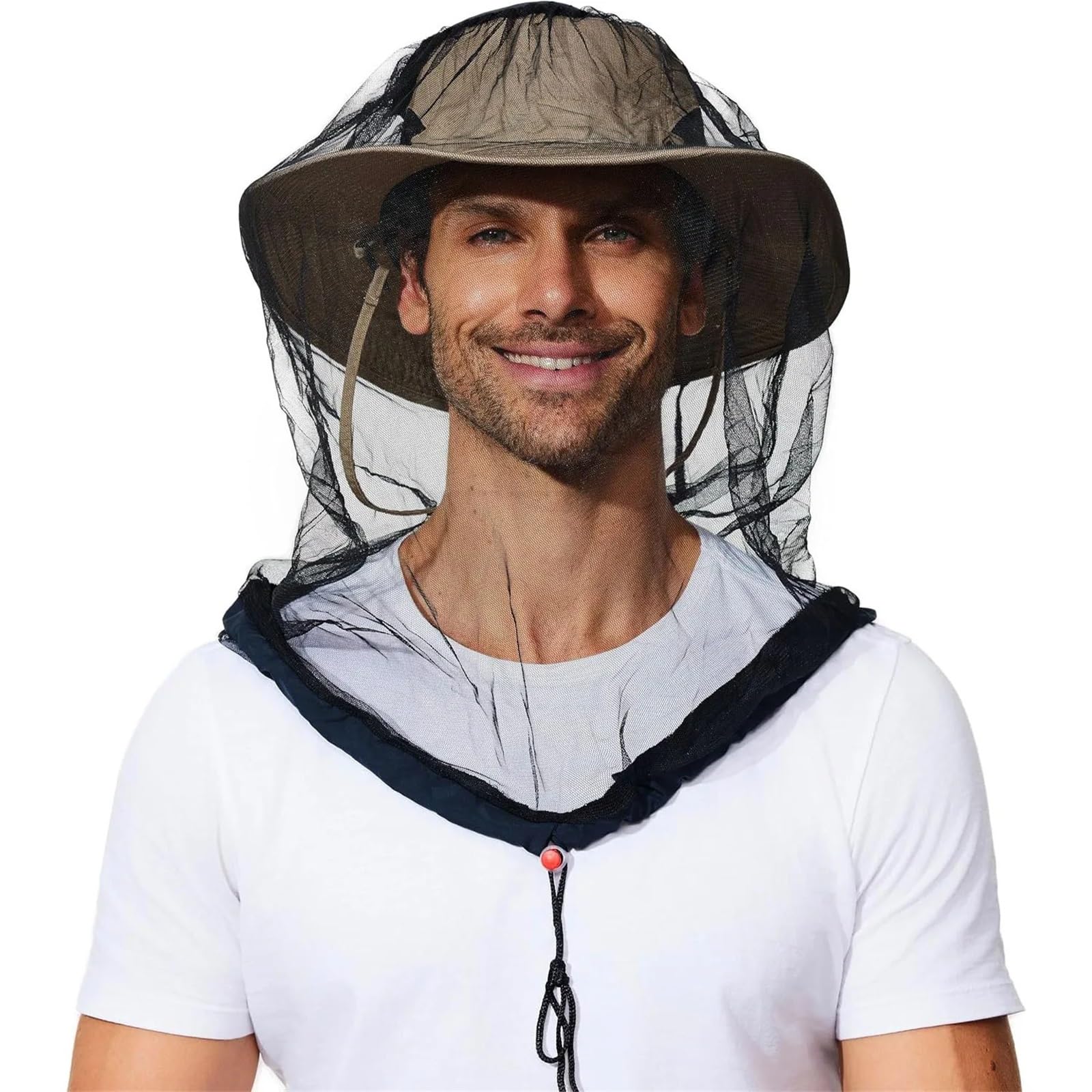 Cappello da campeggio con rete antizanzare, Cappello for zanzariera da esterno Black Face Neck ion