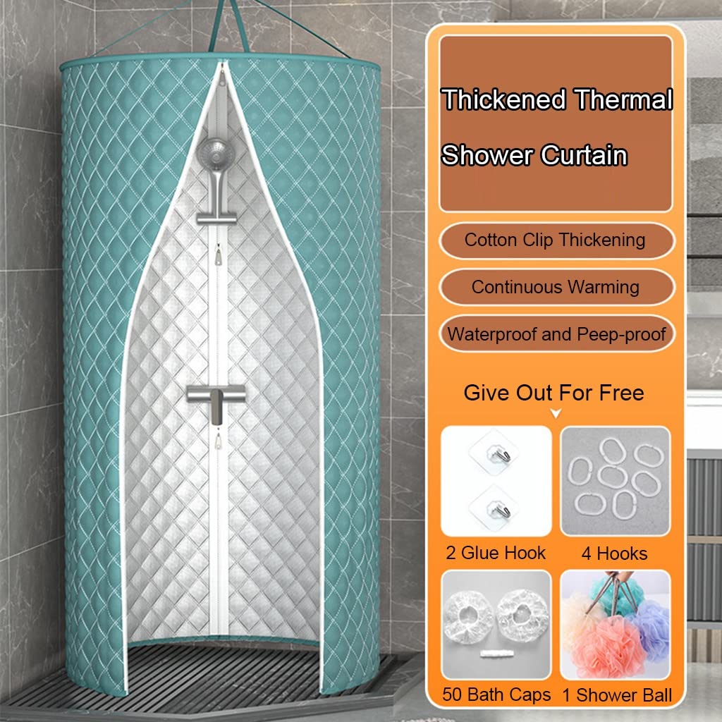 Rideaux De Douche Rideau De Douche en Coton Épaissi Rideau De Douche De Salle De Bains Imperméable, Rond Polyester Suspendu Double Rideau De Douche Zippé ( Size : 80X200CM )