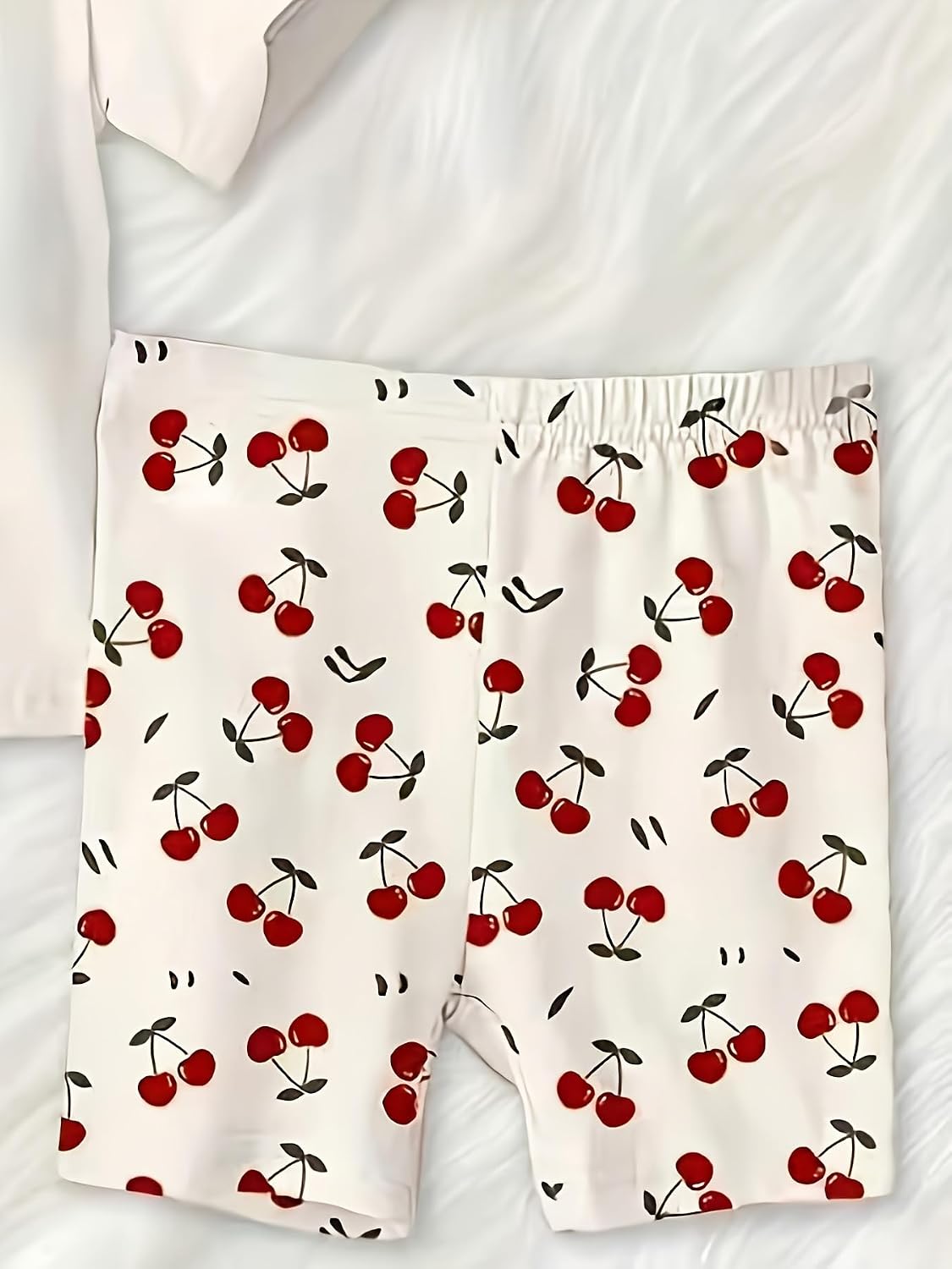 Baby Girls 2Pcs Short Sleeve T Shirt Top and Shorts Sets Cherry Print Summer Casual Clothes for Infant Toddler 6M-3T