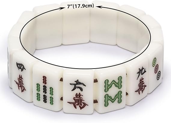 Yellow Mountain Imports Mahjong Bundle - Chinese Traditional Mahjong Playing Cards & Bracelet