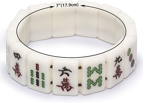 Yellow Mountain Imports Mahjong Bundle - Chinese Traditional Mahjong Playing Cards & Bracelet
