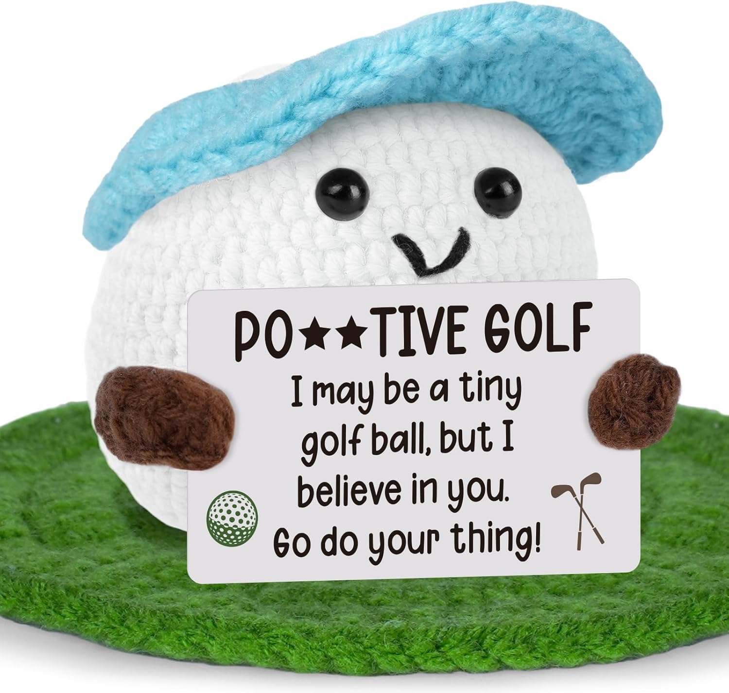 Positive Gifts for Women Men - Crochet Golf, Inspirational Get Well & Self-Encouragement Gift for Golfers Friends Coworkers, Comfort Crochet for Cheer Up, Stress Relief Gifts