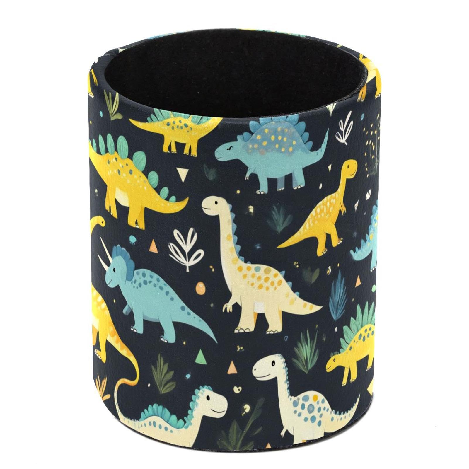HEOEH Dinosaur Pen Holder for Desk, PU Leather Pencil Holder Pen Cup Marker Holder Makeup Brush Holders, Desk Accessories & Workspace Organizers for Home, Office