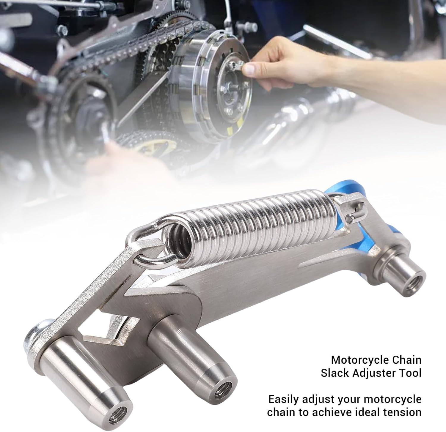 Motorcycle Chain Slack Adjuster Tool, Stainless Steel Chain Tensioning Tool Chain Tensioner for Motorbike Motocross Chopper ATV Dirt Bike, Modified Accessories