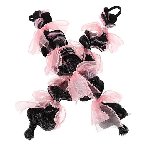 LUOZZY 2pcs Kids Princess Synthetic Hair Braided Ponytail Extensions with Bows for Dress Up Parties Playtime