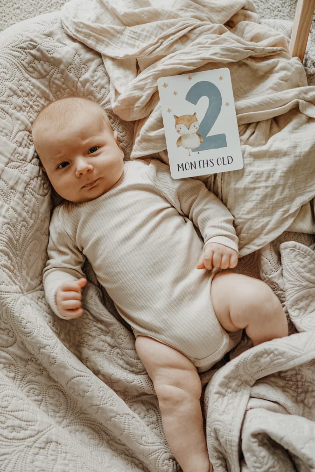 OLGS 45 Baby Meilensteinkarten Lino für Junge und Mädchen Meilenstein