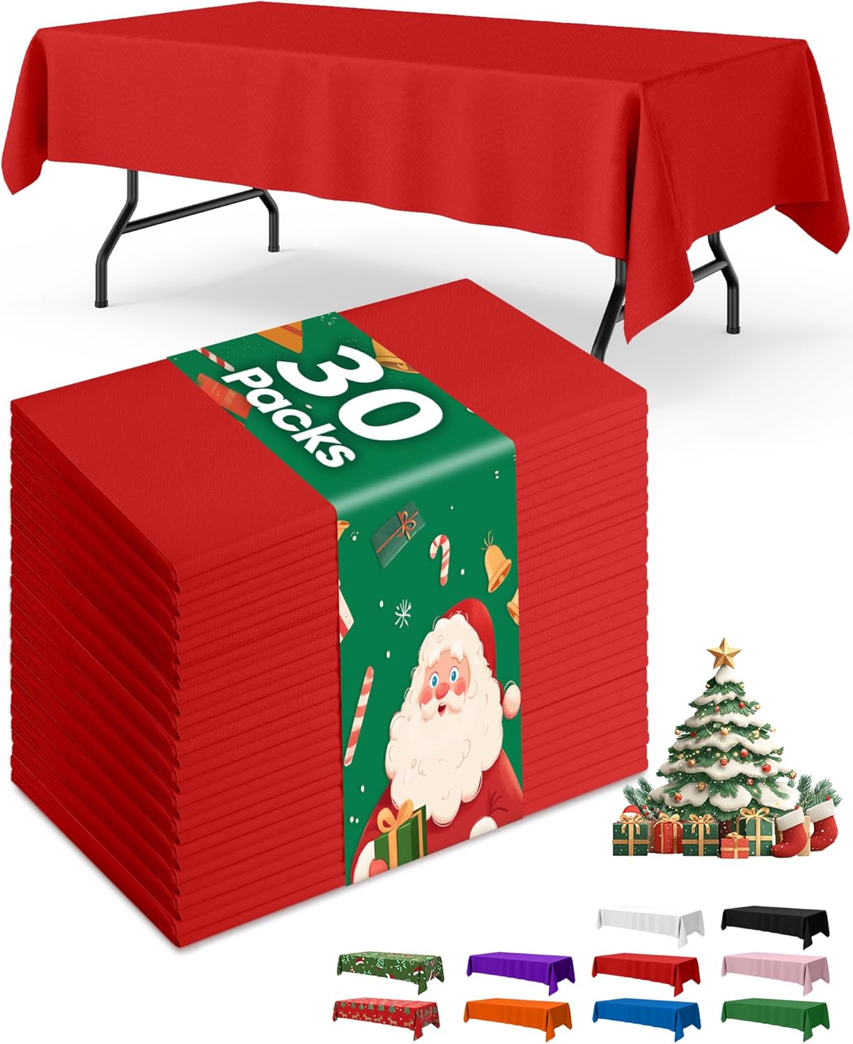 Black Plastic Table Cloth - 30 Pack 54" × 108" Rectangle Disposable Tablecloths for 6FT Tables, Waterproof Table Cover for Party, Holiday & Gathering Use