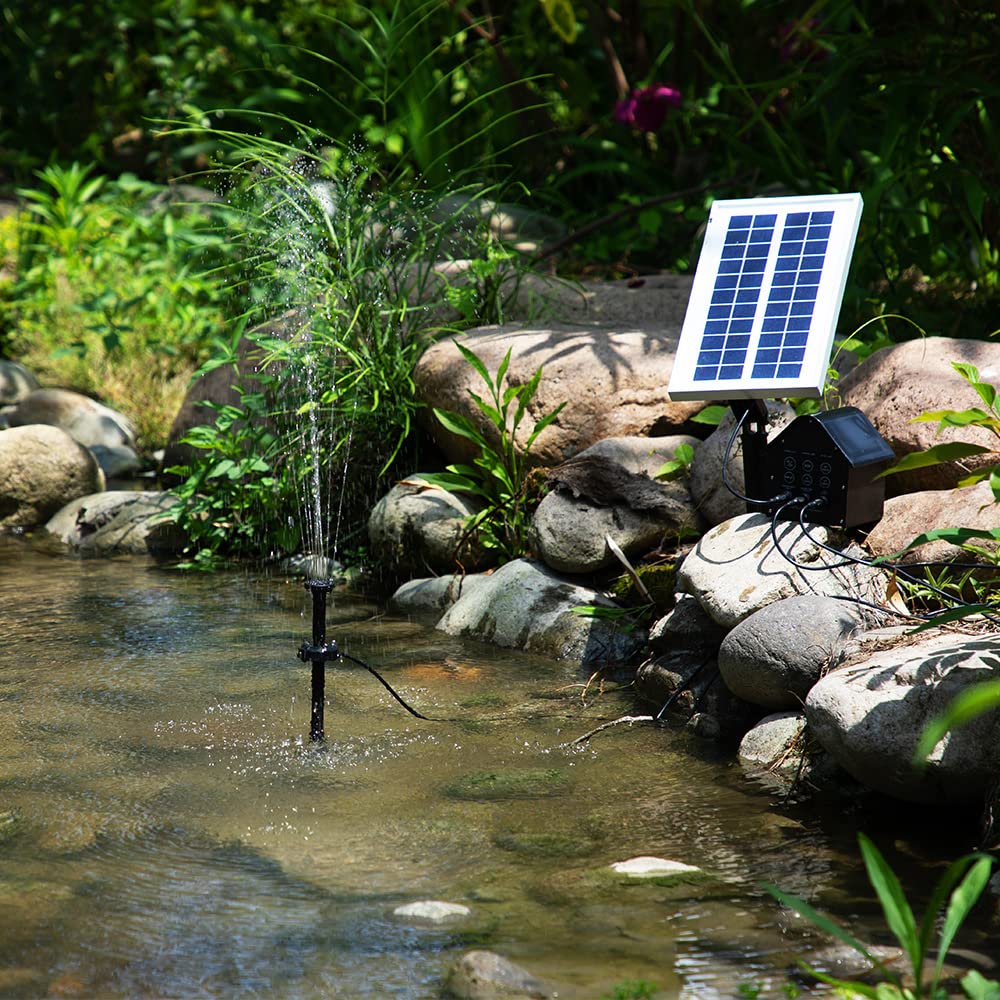 Monzana Bomba Solar LED para Estanque de Jardín Fuente Multicolor Panel Solar Temporizador Control Remoto