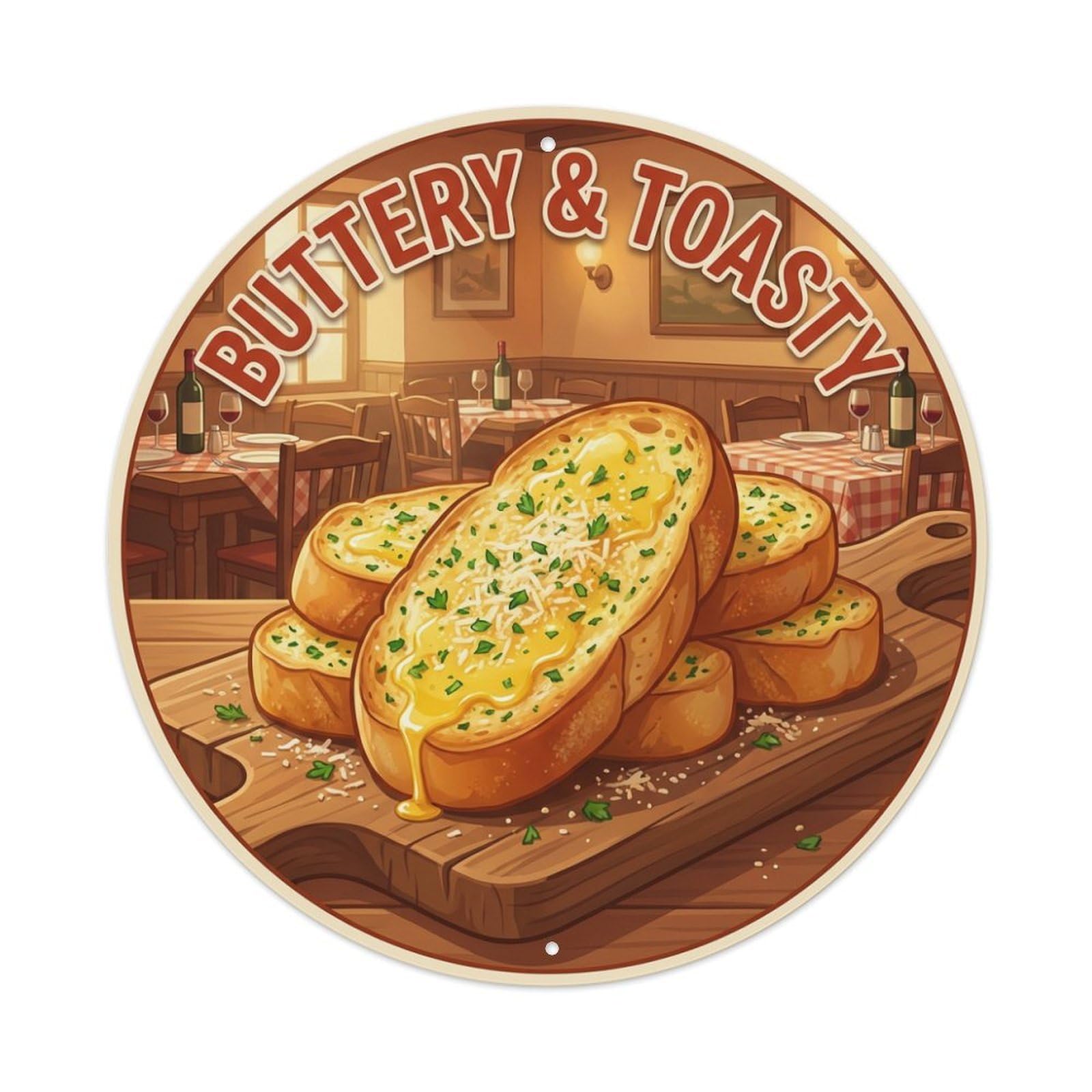 Metal Tin Sign Garlic Bread Gourmet Food
