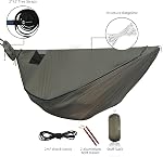 Onewind Airstream Hamac de camping avec filet de Mosquito et Windsock, Hamac polyvalent léger avec des paillettes d'arbre et Bugnet pour l'hiver et l'été Camping, Randonnée, Backpacking, OD vert