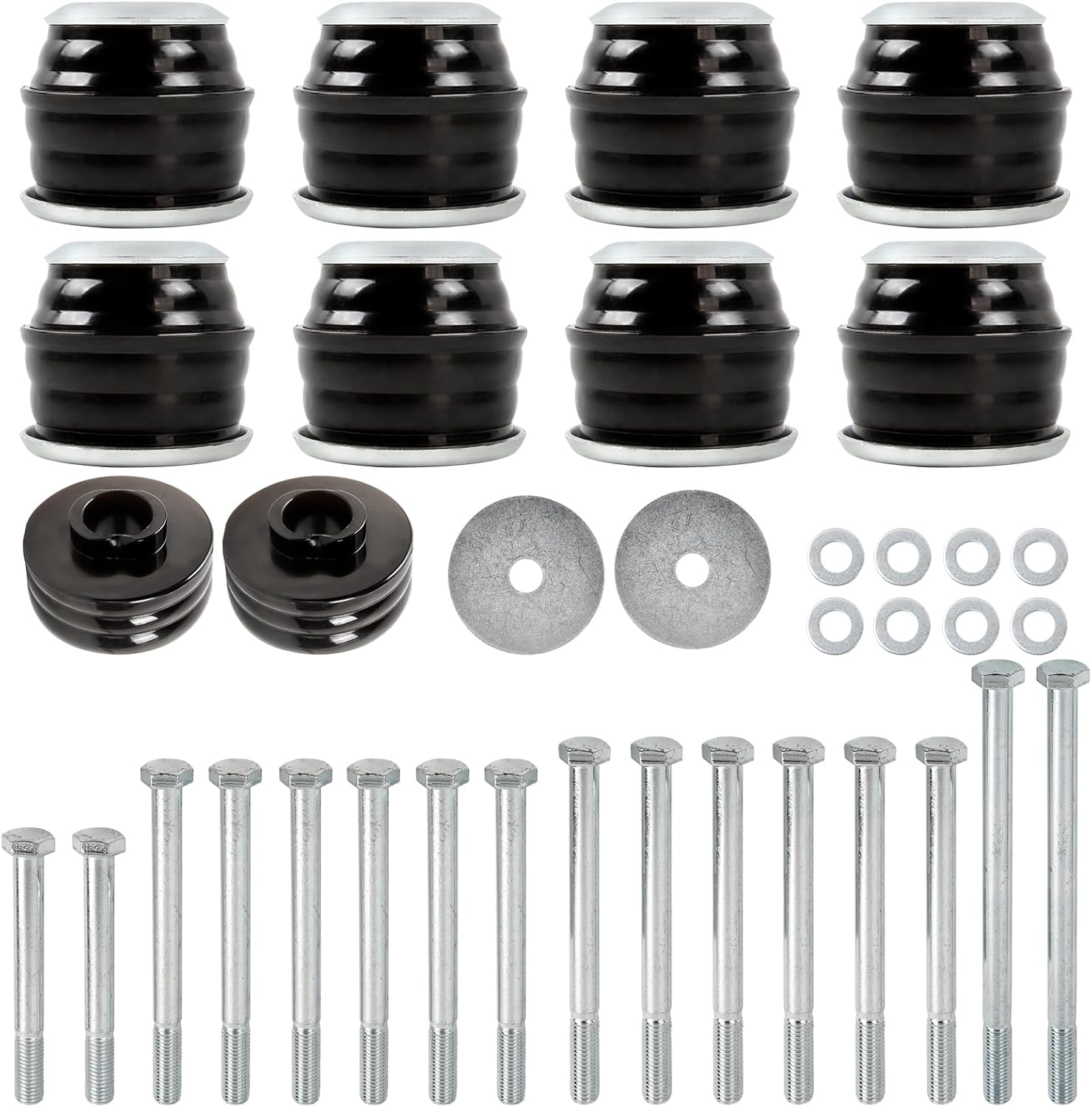 KF04060BK Body Mount Bushing kits Compatible with 2008-2016 F250 F350 Super Duty 2WD 4WD,Polyurethane Cab & Body Mount Steel Sleeves & Hardware, Black