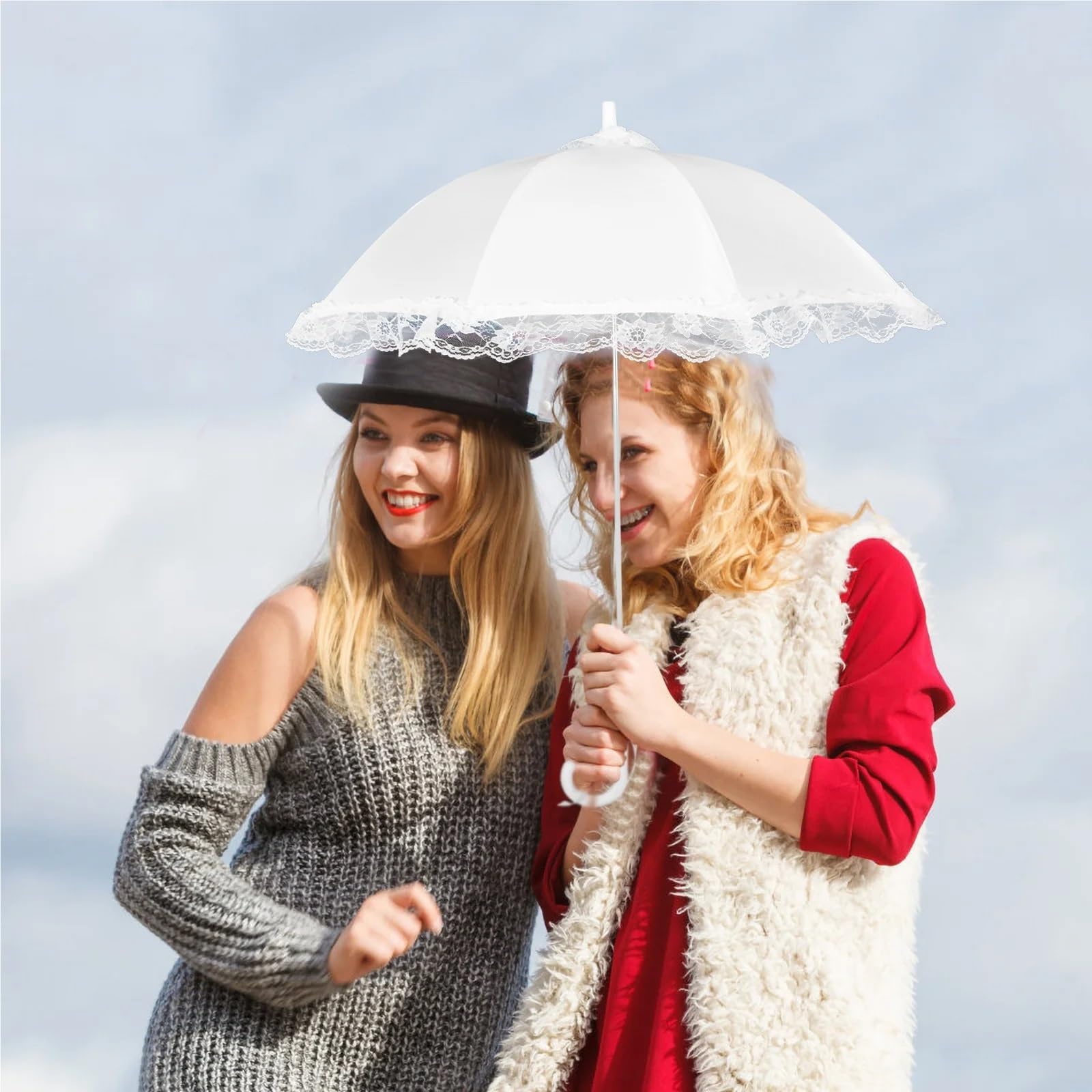 Parapluie Mariage Blanc Parapluie en dentelle, accessoire Photo, décor rétro for robe de mariée filles, parapluies blancs