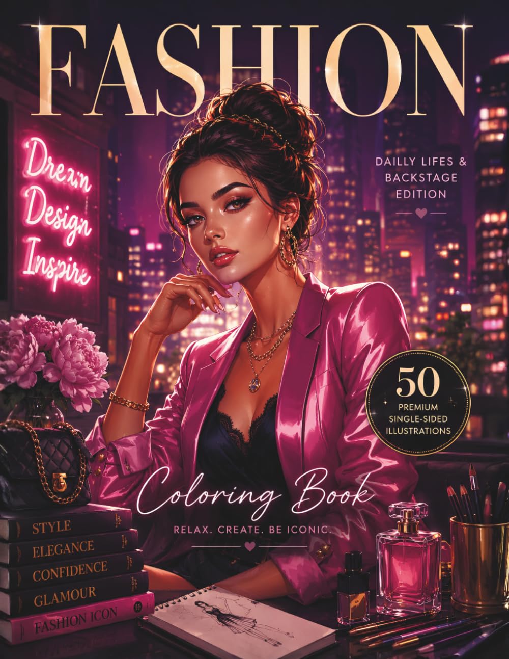 Fashion Idol Coloring Book – Daily Life & Backstage Edition: 50 Stylish Lifestyle Illustrations for Teens and Adults | Behind-the-Scenes Fashion, ... Pages (Fashion Idol Coloring Book Collection)