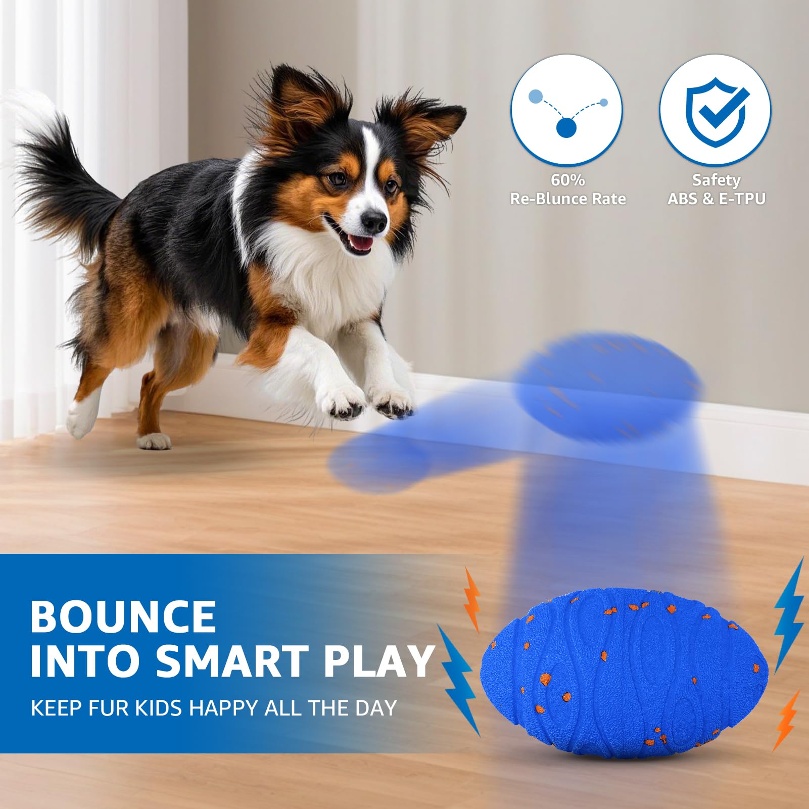 Dolita Jouet interactif pour chien 2 modes - Balle à mâcher automatique intelligente - Matériau E-TPU pour mâcheurs agressifs - Pour chiens de grande et moyenne taille