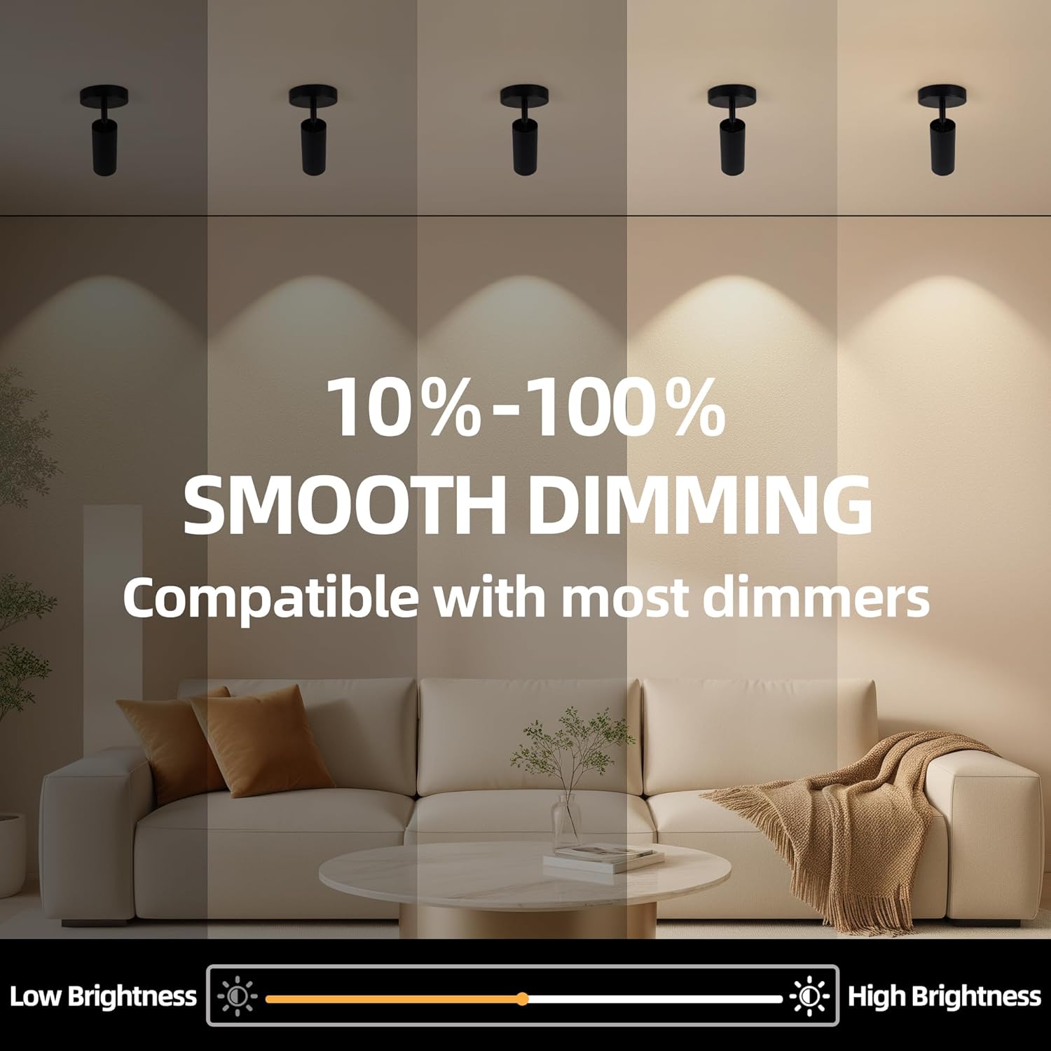 5CCT LED Ceiling Spotlight 20W Dimmable Ceiling Light Directional Lighting,Zoomable15°/24°/36°/45°/60°,2700K/3000K/3500K/4000K/5000K,for Living Room Gallery Art Lighting(Black)