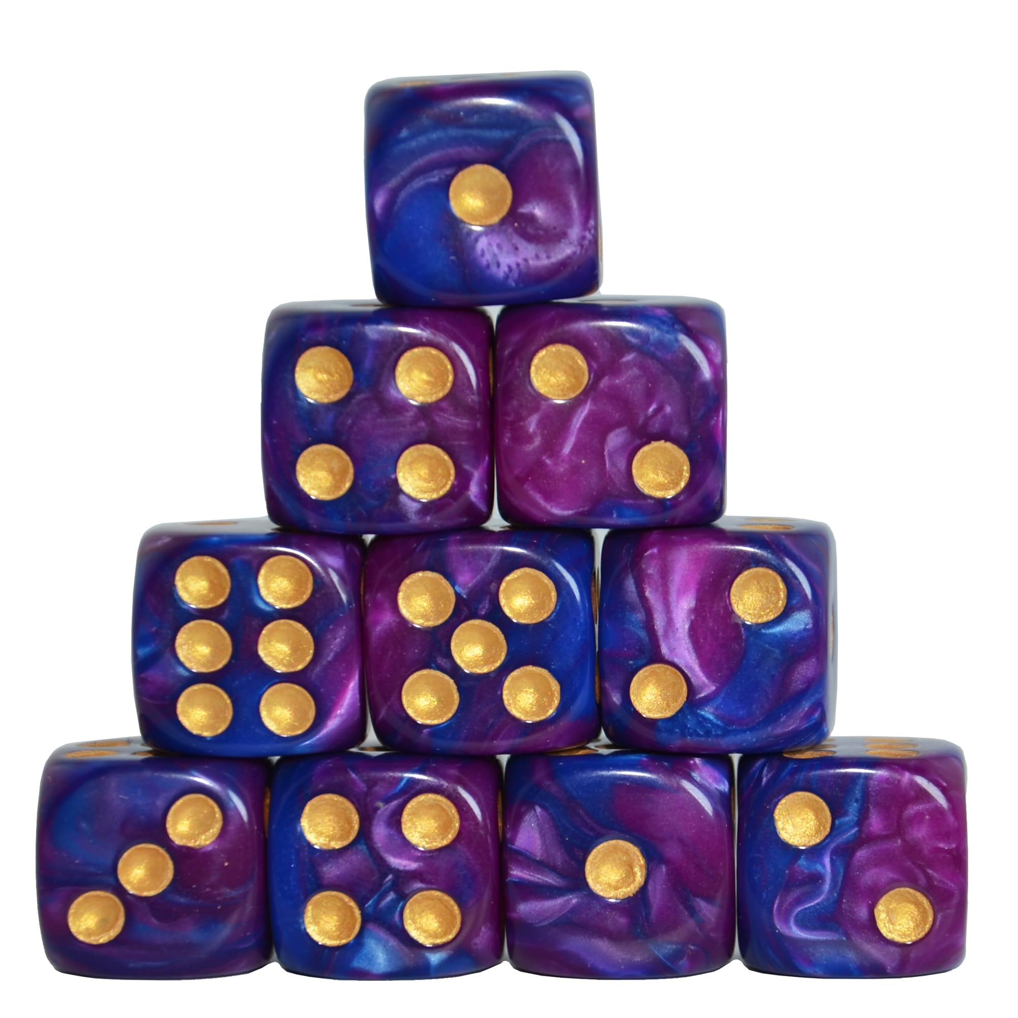 StarMall 10-Pack 16mm D6 Polyhedral Dice Set 6-sided Acrylic Die for RPG MTG DND Dice Table Board Games (Blue-Purple)