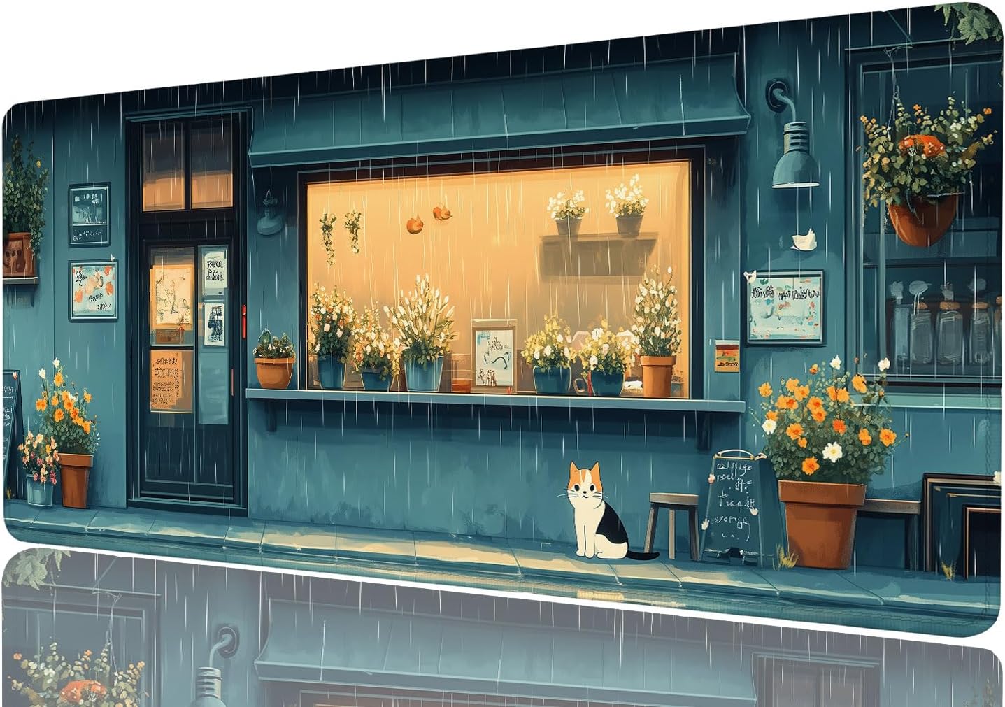 Japanese Anime Gaming Mouse Pad, Kawaii Cat Cute Green Plants XL Mouse Pad Large Mousepad Extended Laptop Keyboard Mat Office Computer Keyboard Laptop Home, 31.5"x11.8"