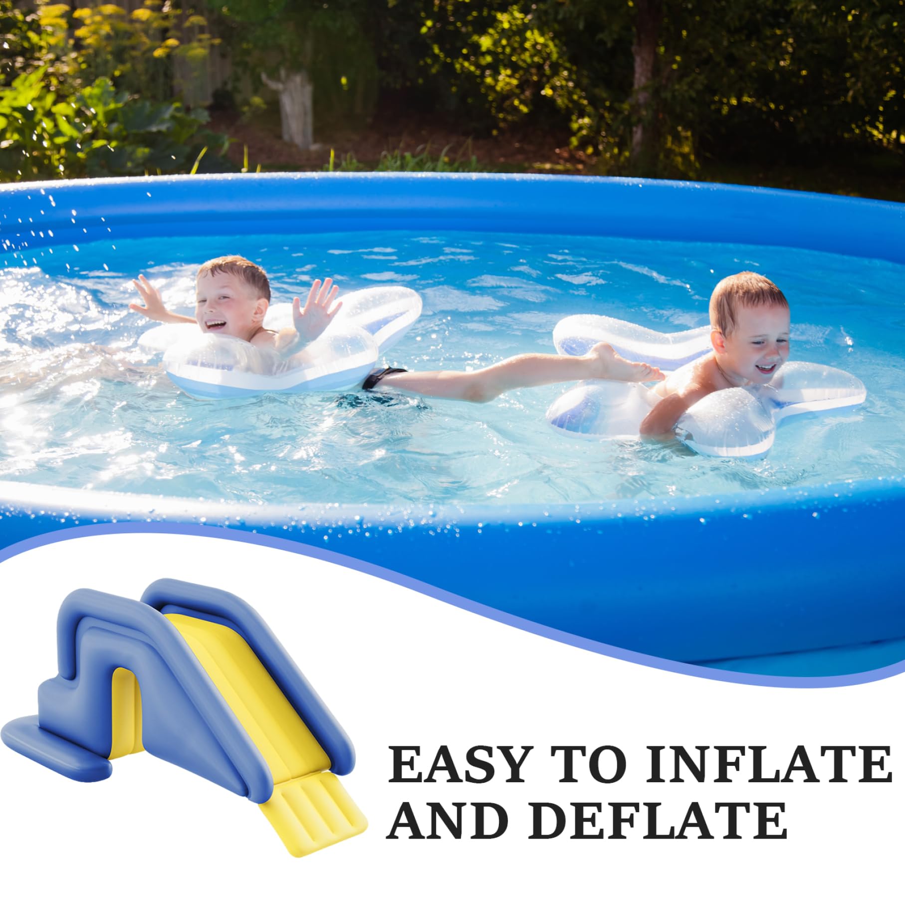 Diapositiva de Piscina Inflable, tobogán de Piscina PVC de 78.7x33.5x31.5 Pulgadas, al Aire Libre, Interiores, Trasero, Azul.