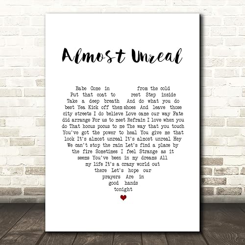 The Card Zoo Almost Unreal White Heart Song Lyric Wall Art Poster Gift Present Print
