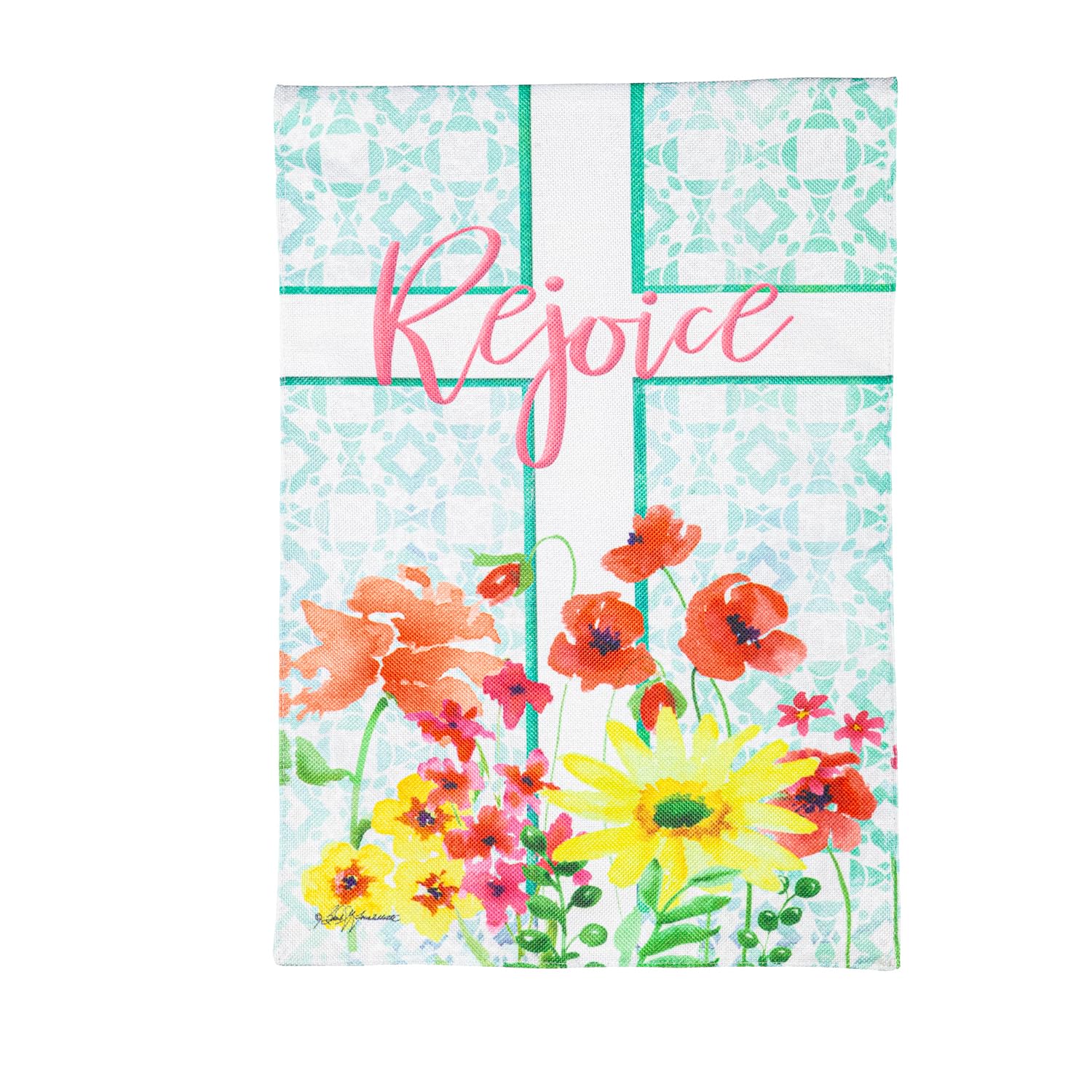 Evergreen Flag Rejoice Cross Easter Garden Flags 12x18 double sided | Small Garden Flags For Outside | Welcome Garden Flag Happy Easter Décor for Yards Gardens Porch