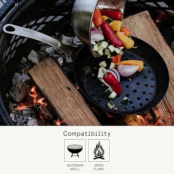 Made In Cookware - 12 Seasoned Carbon Steel Grill Frying Pan | Professional Cookware, Crafted in Sweden, Perforated