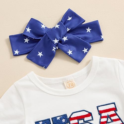 Miniatura 7 de Conjunto de camiseta y pantalones cortos para bebé niña del 4 de julio, camiseta y pantalones cortos para el Día de los Caídos