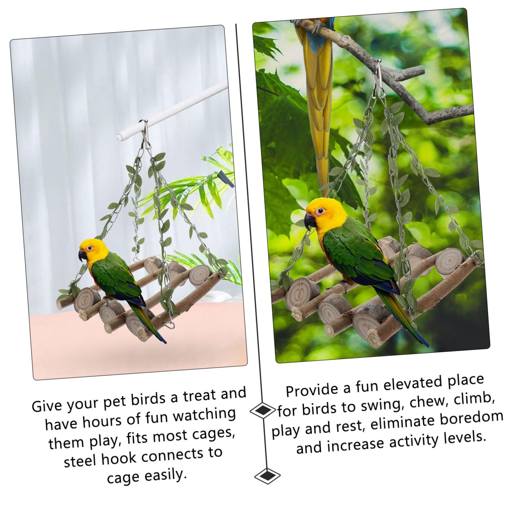 BESPORTBLE 3 Piezas Loro Juguete Hamaca pájaro para Loro Juego para Loros Juguetes Juego Madera Columpio para pájaros Juguete Columpio para Loros Colgante el Columpio