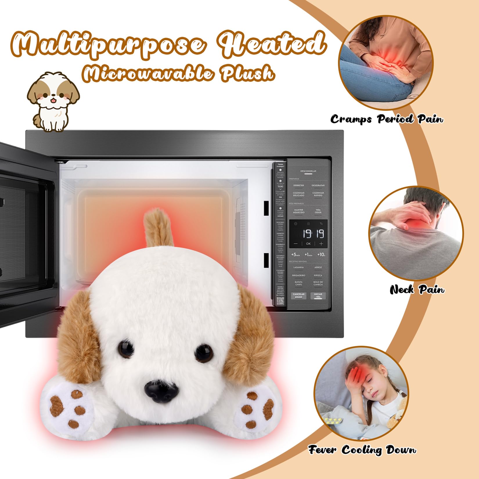 MUFEIRUO White Dog Stuffed Animals,10 in White Dog Plush Stuffed Animals,Heatable Puppy Plushie Doll Toys,Microwavable Plushie for Boys Girls - Image 4