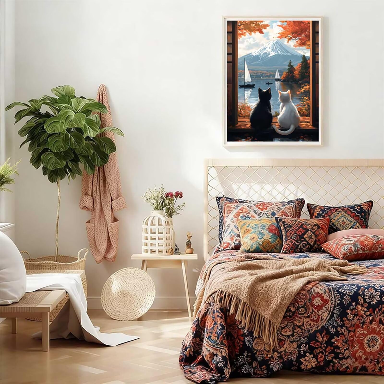 Diamond Painting Mount Fuji, 5D Diamond Painting Dorośli Żaglówka, DIY Dorośli DIY Zestaw Ścieg Krzyżowy, Obraz Diament Sztuka Rhinestony Haft Zestaw, Do Dekoracji Domu 90x120cm X-4380