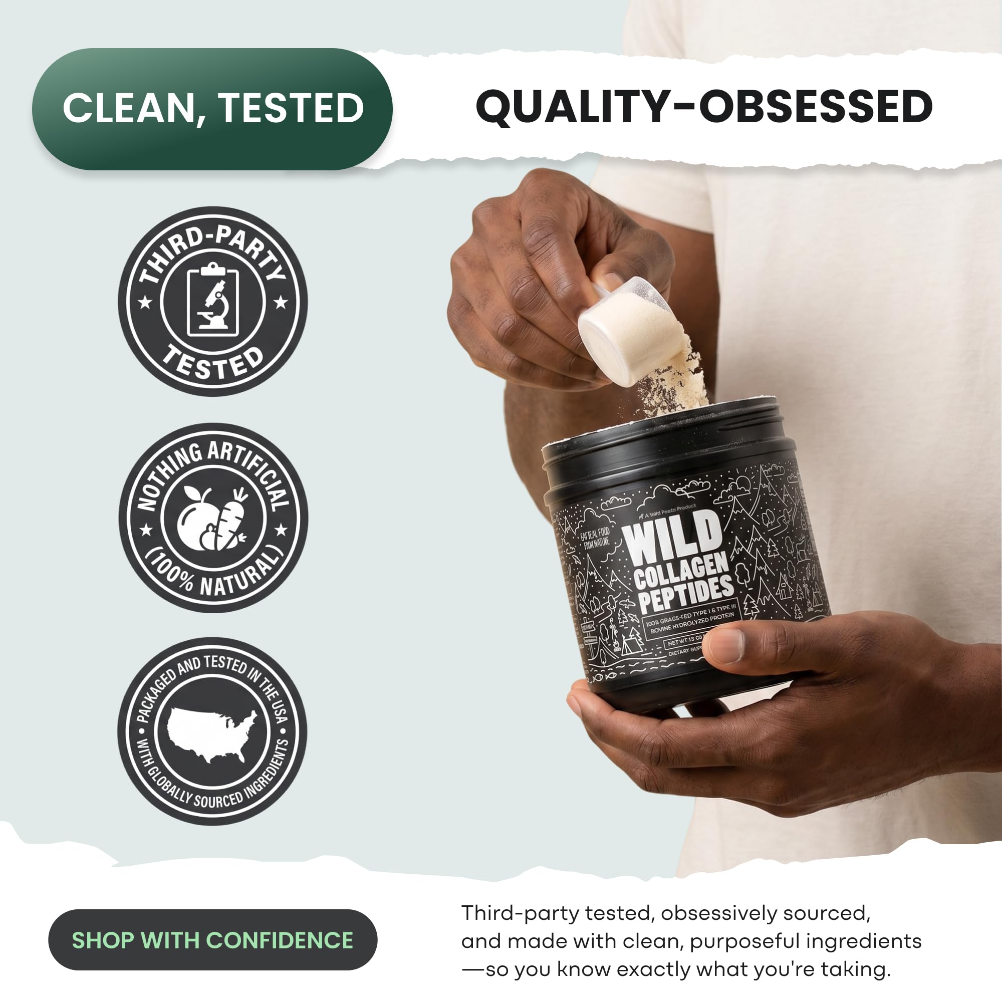 Wild Foods Collagen Peptides Powder, Grass-Fed Hydrolyzed, Type I&III, 16oz — Amazon image 8