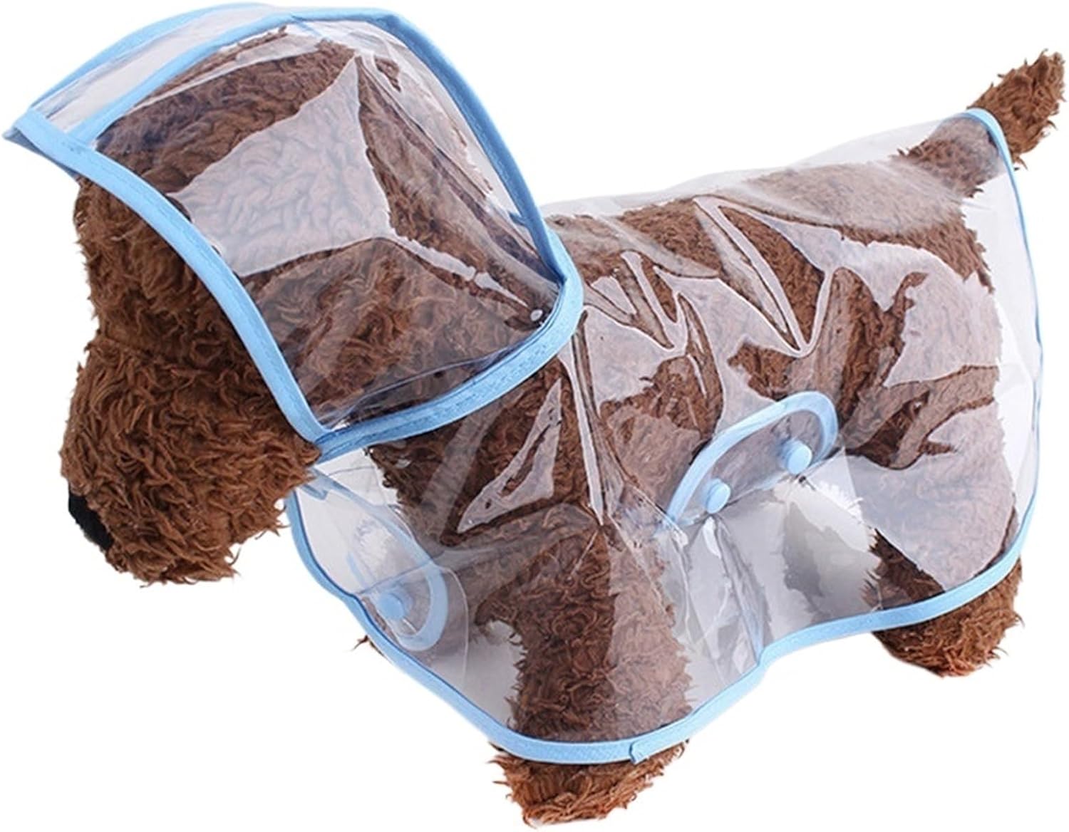 Snacko Fashionable Waterproof Dog Raincoat - Transparent Plastic Poncho with Color Edges for Large Dogs(Blue,8X-Large)