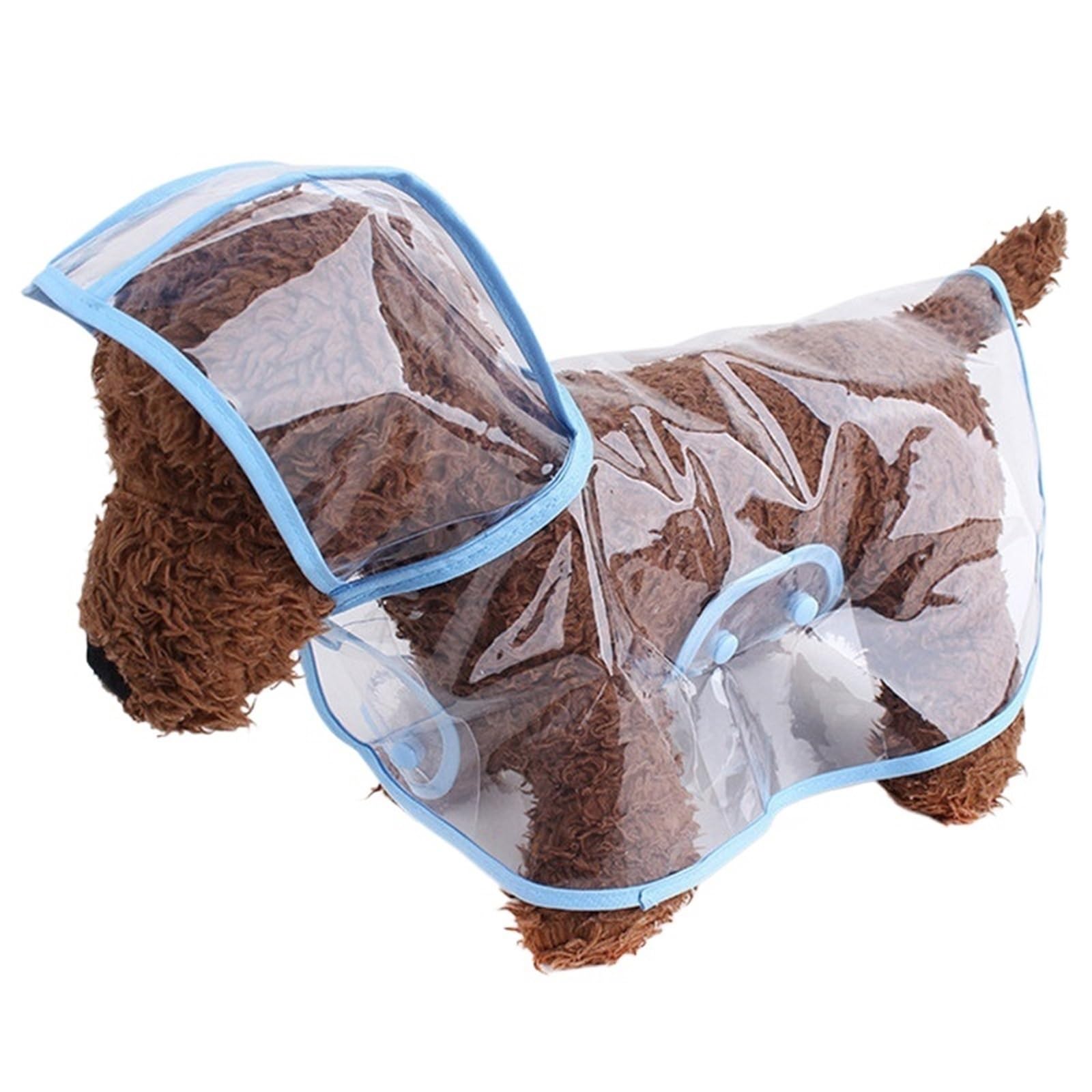 Poncho imperméable grand chien en plastique transparent ultra léger bords bleus