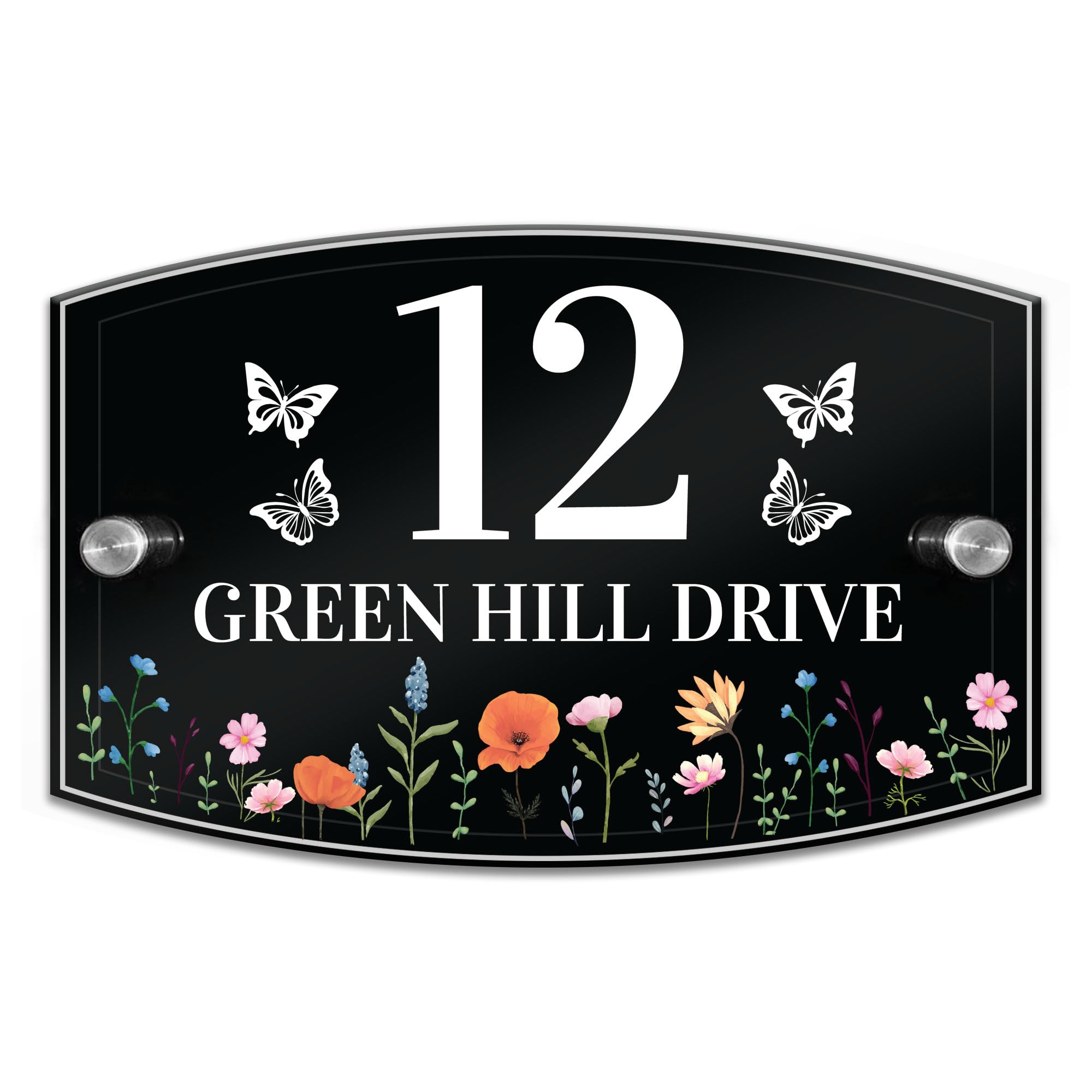 Red Ocean Contemporary House Sign Floral Door Sign Personalised Name Plate Acrylic House Sign Floral Design Personalised Address Wall Plaques Number Signs