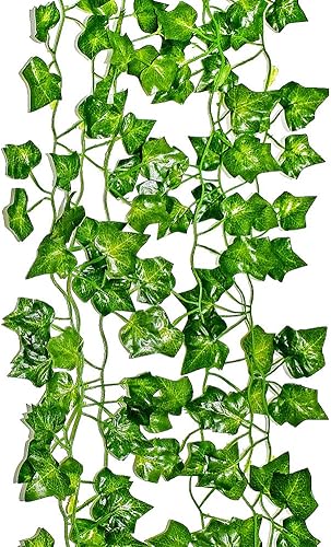 Guirnalda de hiedra de 6.9 pies de largo, hojas de plantas de vid artificiales, cadena de vegetación de seda, suministros de boda, suministros de